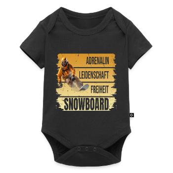 Adrenalin - Leidenschaft - Freiheit - Snowboard - Baby Premium Kurzarmbody - Schwarz - Vorne