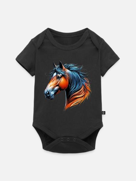 Pferd - Baby Premium Kurzarmbody - Schwarz