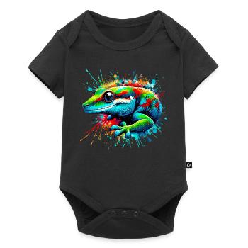 Gecko - Baby Premium Kurzarmbody - Schwarz - Vorne