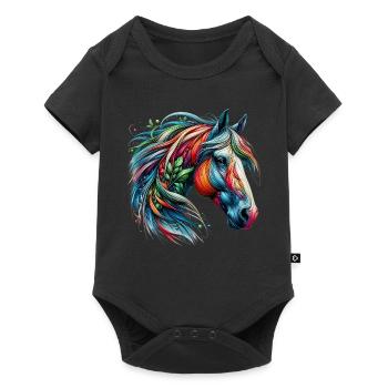 Horse - Baby Premium short-sleeve bodysuit - black - Front