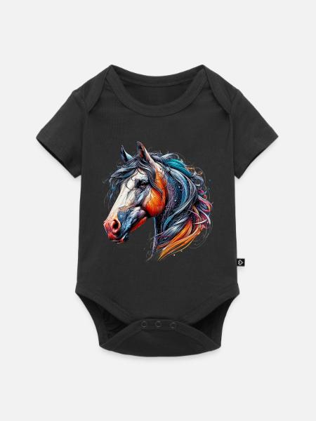 Pferd - Baby Premium Kurzarmbody - Schwarz