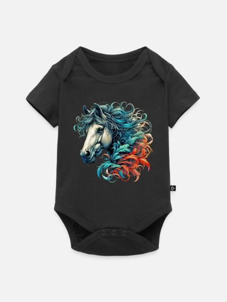 Pferd - Baby Premium Kurzarmbody - Schwarz