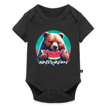 Watermelon Bear Yummy Gift - Baby Premium short-sleeve bodysuit - black - Front