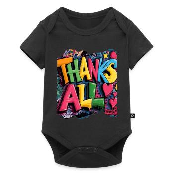 Happy Thank You Graffiti Design - Baby Premium short-sleeve bodysuit - black - Front