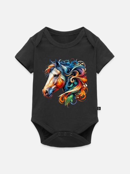 Pferd - Baby Premium Kurzarmbody - Schwarz