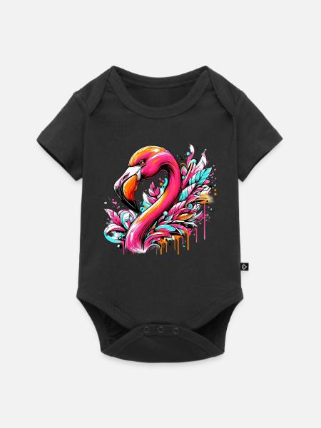 Flamingo - Baby Premium Kurzarmbody - Schwarz