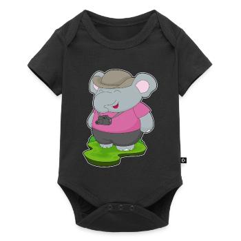 Elephant Photographer Camera - Baby Premium short-sleeve bodysuit - black - Front