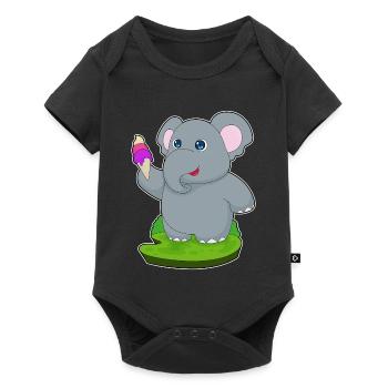 Elefant Waffeleis - Baby Premium Kurzarmbody - Schwarz - Vorne