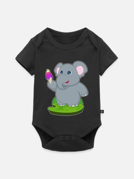 Elefant Waffeleis - Baby Premium Kurzarmbody - Schwarz