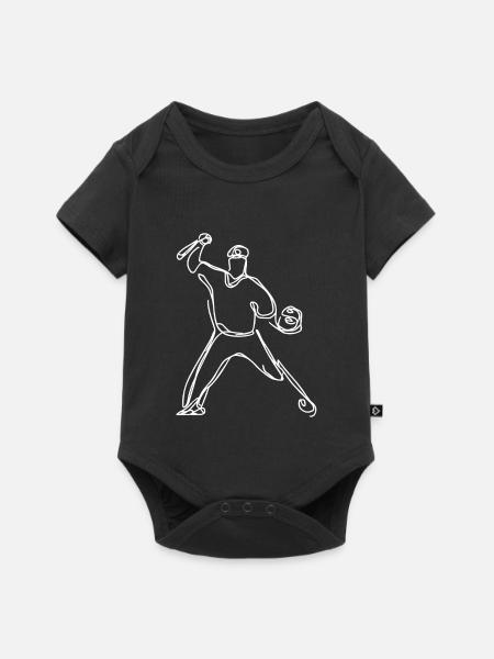 Baseballer Skizze - Baby Premium Kurzarmbody - Schwarz