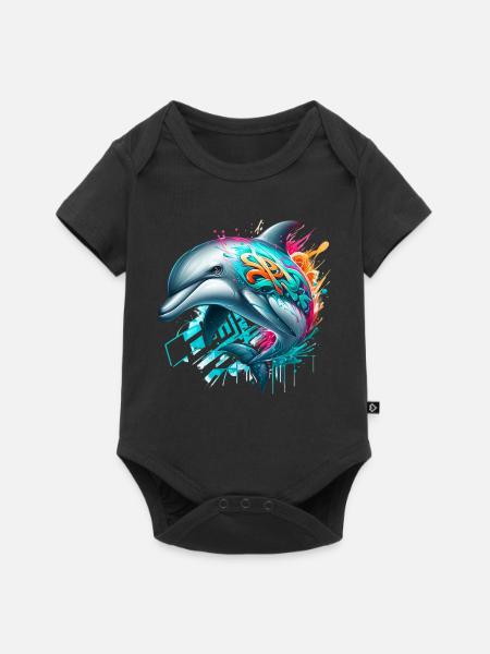 Delfin - Baby Premium Kurzarmbody - Schwarz