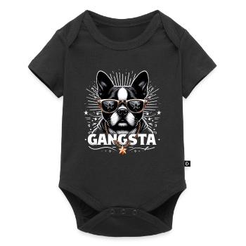 Boston Terrier Gangsta Gangster chien cadeau - Body à manches courtes Premium Bébé - noir - Devant