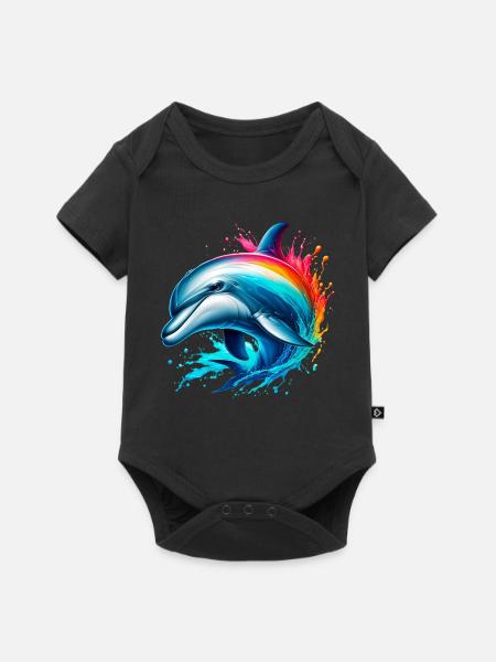Delfin - Baby Premium Kurzarmbody - Schwarz