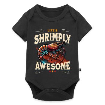 Shrimp Awesome, shrimp on sea almond tree leaf - Baby Premium short-sleeve bodysuit - black - Front