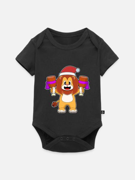 Löwe Weihnachten Fleisch - Baby Premium Kurzarmbody - Schwarz