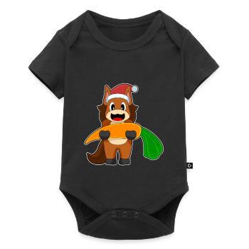 Carotte de Noël cheval - Body à manches courtes Premium Bébé - noir - Devant