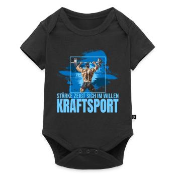Stärke zeigt sich im Willen - Kraftsport - Baby Premium Kurzarmbody - Schwarz - Vorne