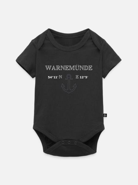 Warnemünde Koordinaten - Baby Premium Kurzarmbody - Schwarz