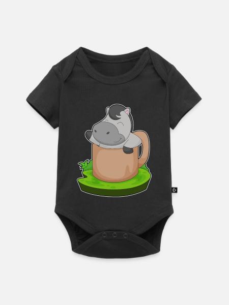 Pferd Becher - Baby Premium Kurzarmbody - Schwarz