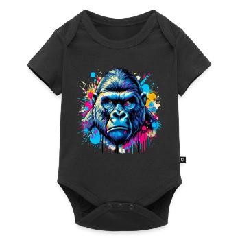 Gorilla - Baby Premium Kurzarmbody - Schwarz - Vorne