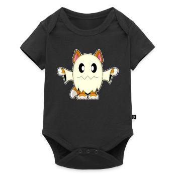Katze Halloween Geist - Baby Premium Kurzarmbody - Schwarz - Vorne
