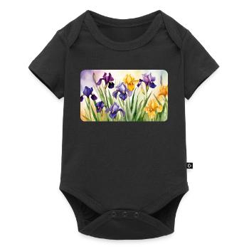 Romantic Irises - Watercolors - Baby Premium short-sleeve bodysuit - black - Front