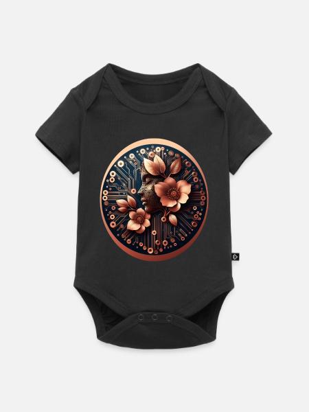 Bio Technologie KI Design Blumen - Baby Premium Kurzarmbody - Schwarz