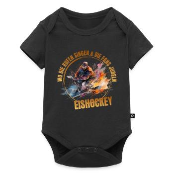 Wo die Kufen singen und die Fans jubeln -Eishockey - Baby Premium Kurzarmbody - Schwarz - Vorne