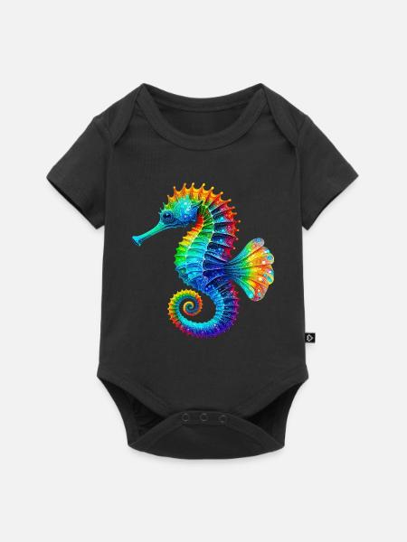 Seepferdchen - Baby Premium Kurzarmbody - Schwarz
