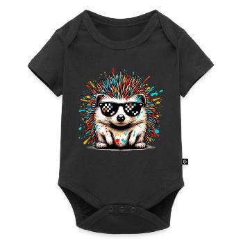 Igel mit Sonnenbrille - Baby Premium Kurzarmbody - Schwarz - Vorne