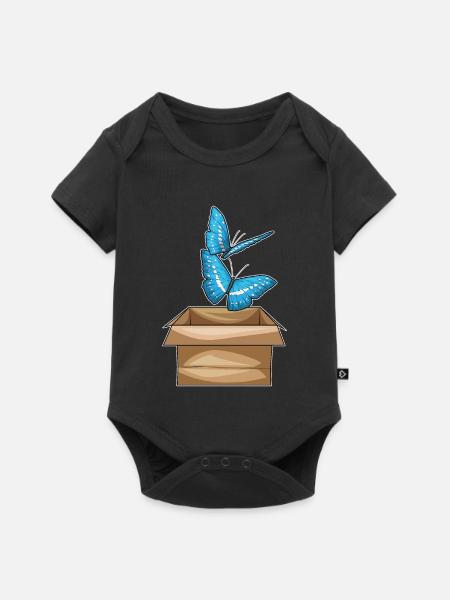 Schmetterling Karton - Baby Premium Kurzarmbody - Schwarz