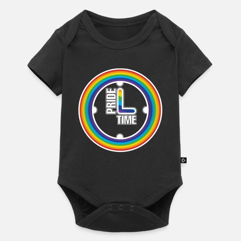Regenbogen Pride Ring Uhr - Baby Premium Kurzarmbody - Schwarz