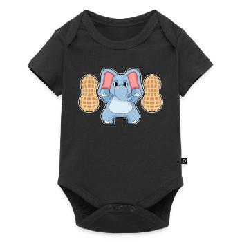 Elefant Bodybuilder Langhantel Bodybuilding - Baby Premium Kurzarmbody - Schwarz - Vorne