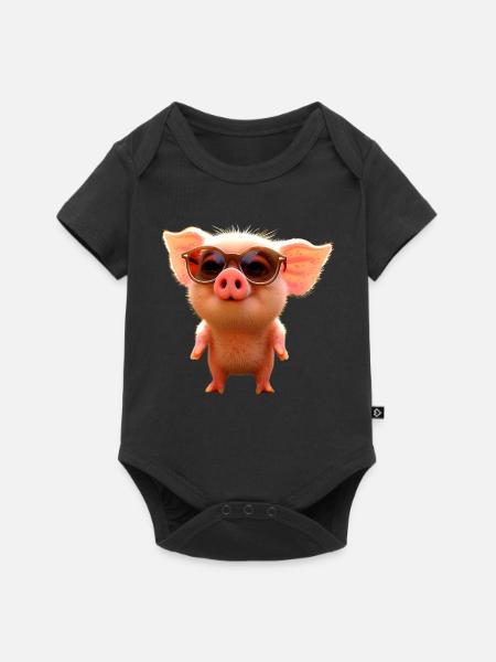 Cochon domestique Cochon Cochon Porcelet Cochon - Body à manches courtes Premium Bébé - noir