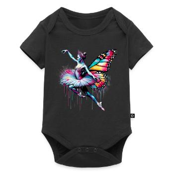 Ballerine avec des ailes de papillon papillons tutu - Body à manches courtes Premium Bébé - noir - Devant