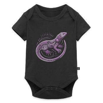 lézard nuances de violet motifs aborigènes, tribal - Body à manches courtes Premium Bébé - noir - Devant