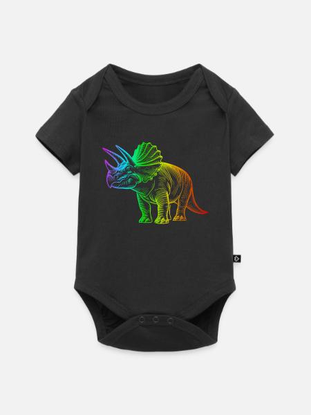 Regenbogen-Triceratops-Dinosaurier - Baby Premium Kurzarmbody - Schwarz