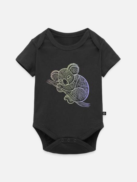 Koala in Aborigine-Mustern, Stammesmuster - Baby Premium Kurzarmbody - Schwarz