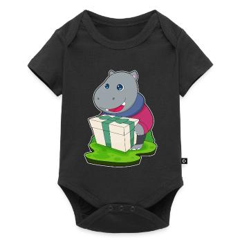 Forfait de Noël hippopotame - Body à manches courtes Premium Bébé - noir - Devant