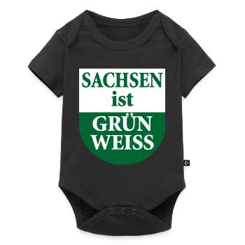 La Saxe est un drapeau vert blanc de l’État - Body à manches courtes Premium Bébé - noir - Devant