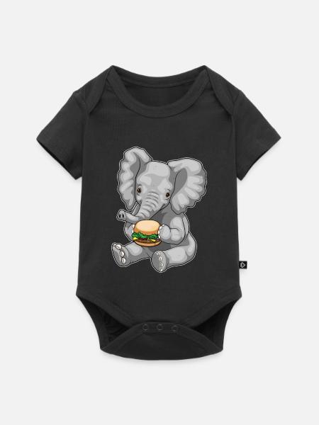 Elefant Cheeseburger - Baby Premium Kurzarmbody - Schwarz