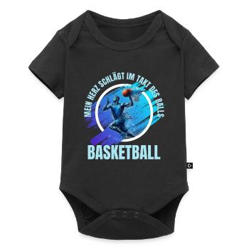 Basketball: Mein Herz schlägt im Takt des Balls - Baby Premium Kurzarmbody - Schwarz - Vorne