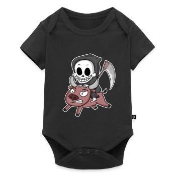 Motif de la vache de la faucheuse - Body à manches courtes Premium Bébé - noir - Devant