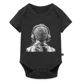 Headphones in high contrast silhouette - Baby Premium short-sleeve bodysuit - black - Front
