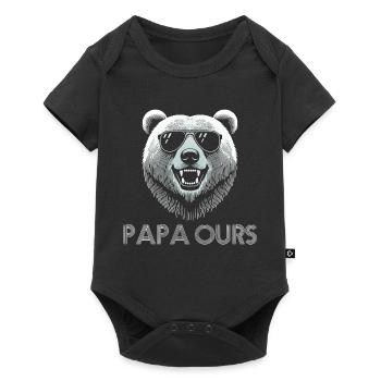 Cool bear head with sunglasses. Papa Bear - Baby Premium short-sleeve bodysuit - black - Front