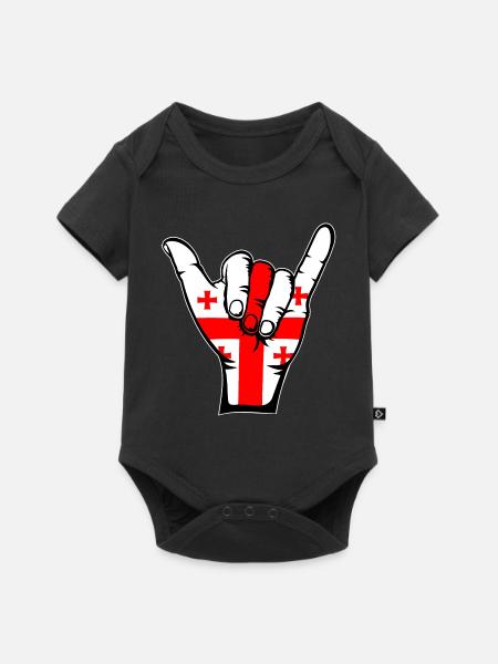 Georgien Flagge Surfing Symbol - Baby Premium Kurzarmbody - Schwarz