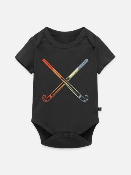 Retro Hockeyschläger - Baby Premium Kurzarmbody - Schwarz