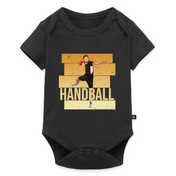 Handball - Baby Premium Kurzarmbody - Schwarz - Vorne