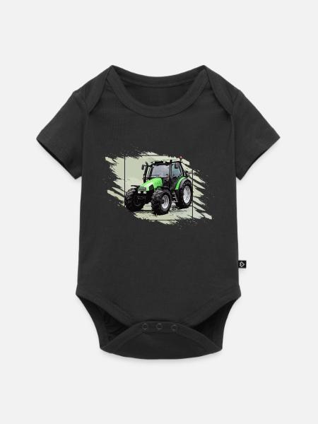Kleiner grüner Traktor - Baby Premium Kurzarmbody - Schwarz