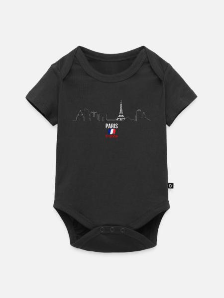 Paris Skyline Linie Kunst - Baby Premium Kurzarmbody - Schwarz